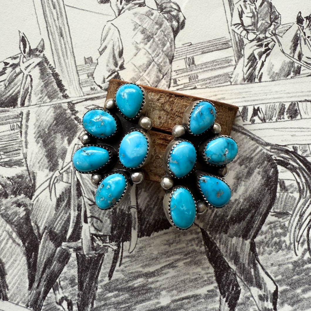 Blue Bird Half Cluster Earrings